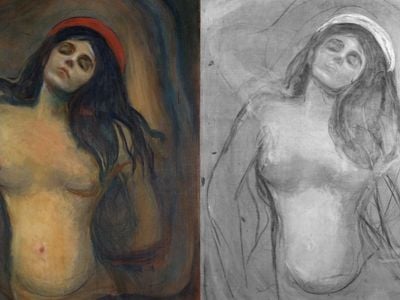 Researchers studying Edvard Munch&#39;s&nbsp;Madonna&nbsp;(left)&nbsp;discovered hidden underdrawings (right)&nbsp;that reveal how the artist tinkered with his composition over time.