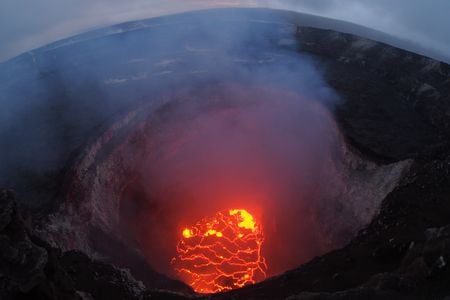 The Kilauea volcano’s Halema’uma’u lava lake as it appeared on Monday.