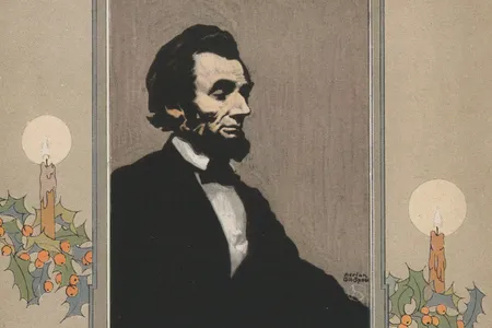 President Lincoln depicted on a Christmas card from the 1920s. Christmas wasn't as important of a holiday in Lincoln's time, but his personal Christmas story is worth telling.