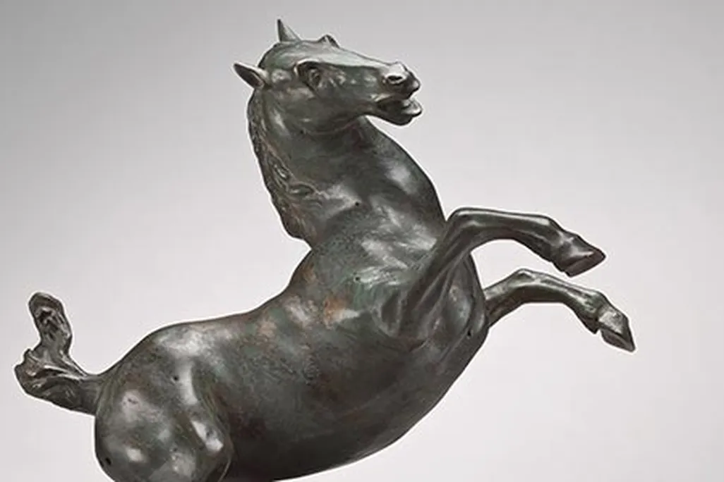 Bronze statuette of rearing horse