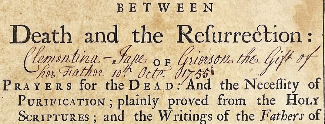 Rind's signature on the copy of Archibald Campbell's Doctrines of a Middle State Between Death and the Resurrection