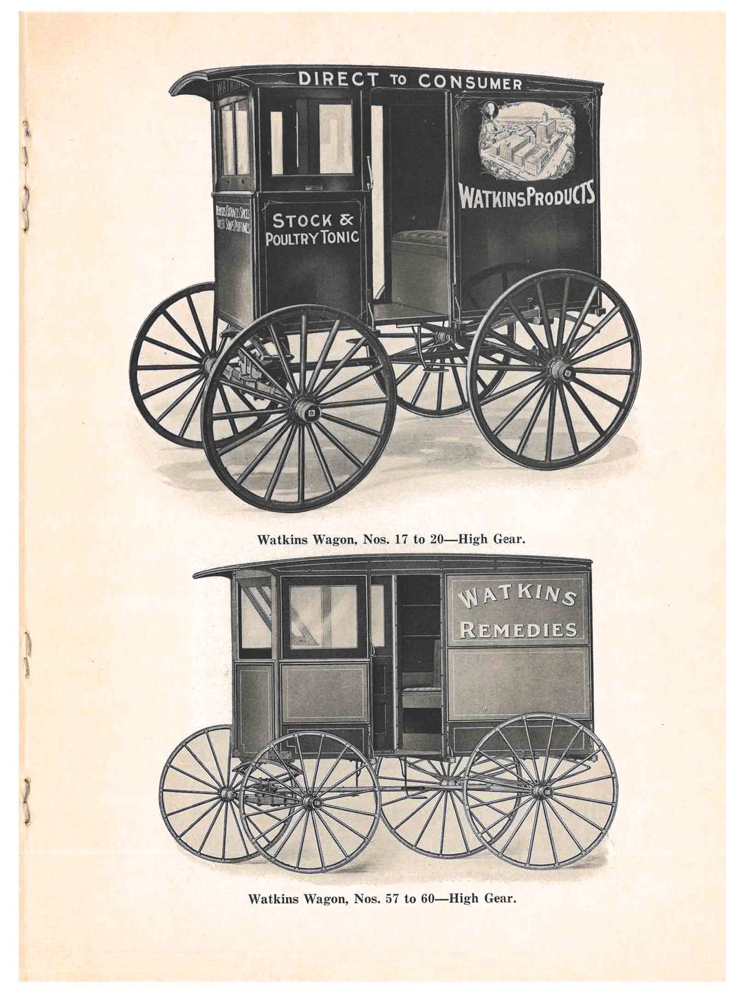 Turn of the 20th century illustration of two wagons