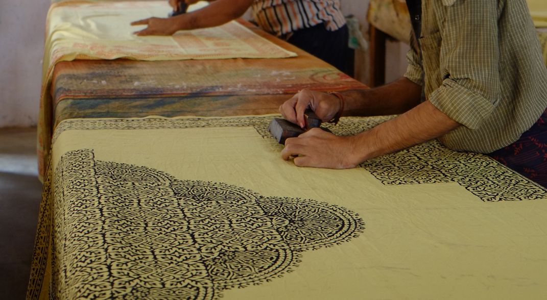Traditional block printing demonstration