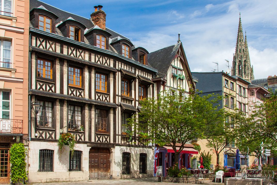 Street of half-timbered houses in Rouen