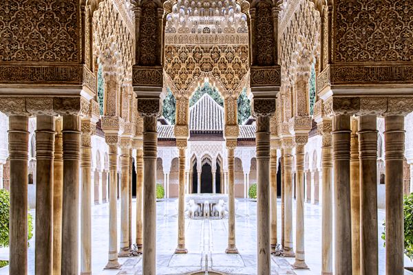 Interior Palace Pillars of La Alhambra in Granada, Spain thumbnail