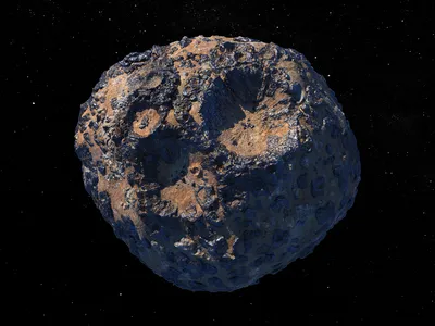 An artist&#39;s rendition of the Pysche asteroid. Data suggests that Psyche is between 30 and 60 percent metal, unlike any object in the solar system scientist&#39;s have observed up close before.