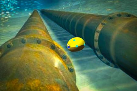 A robot skims along a ship's hull, using ultrasound to identify hollow spots where goods might be smuggled.