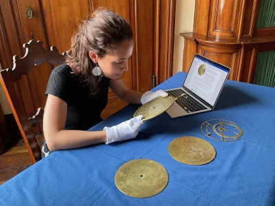 Art historian&nbsp;Federica Gigante examines the device at the&nbsp;Fondazione Museo Miniscalchi-Erizzo in Verona, Italy.