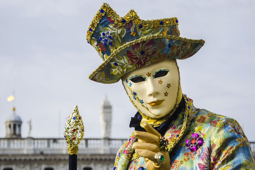 Masked reveler in Venice