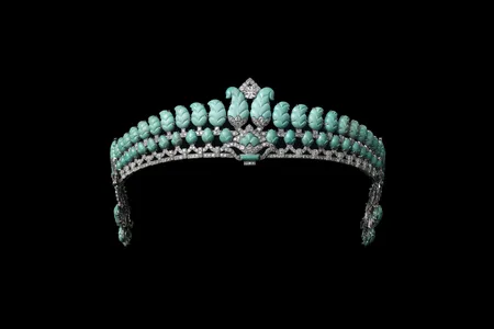 Tiara, Cartier London, special order, 1936. Platinum, diamonds, turquoise. Sold to The Honorable Robert Henry Brand. Cartier Collection.