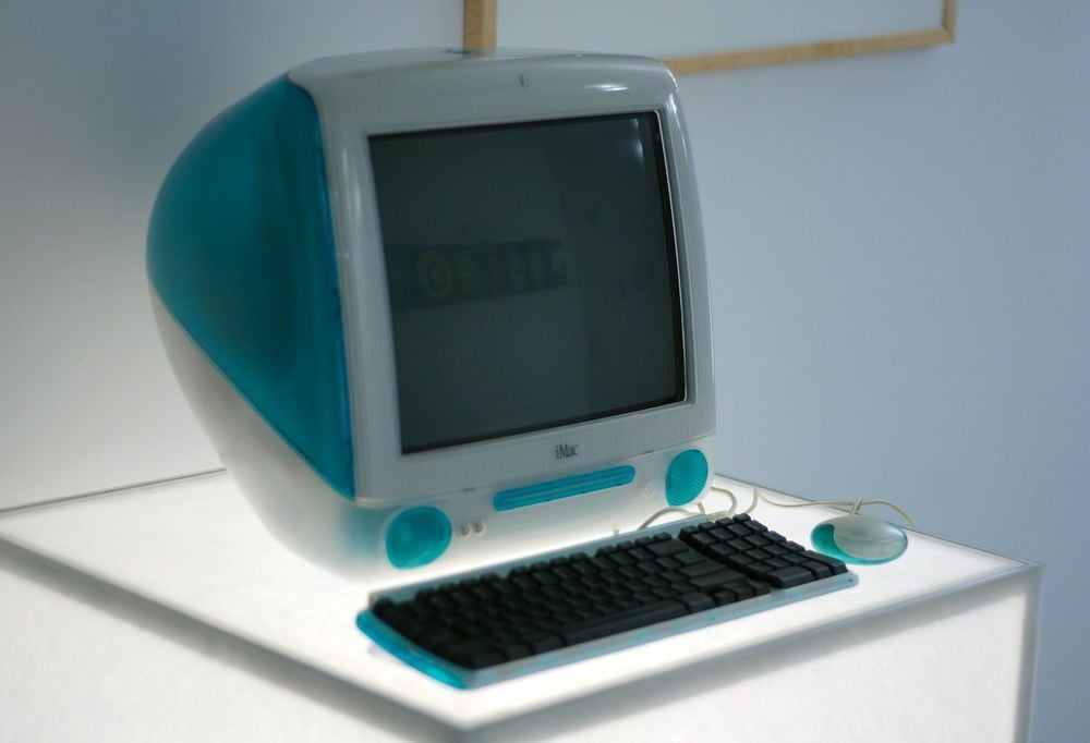 A blue Macintosh