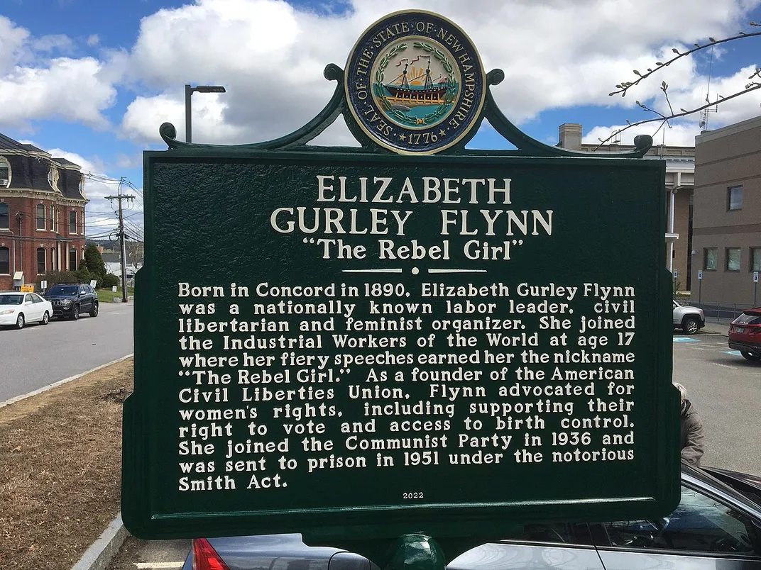 The Elizabeth Gurley Flynn marker in Concord, New Hampshire