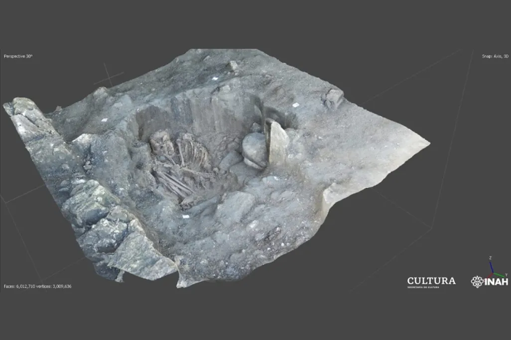 skeleton in burial chamber