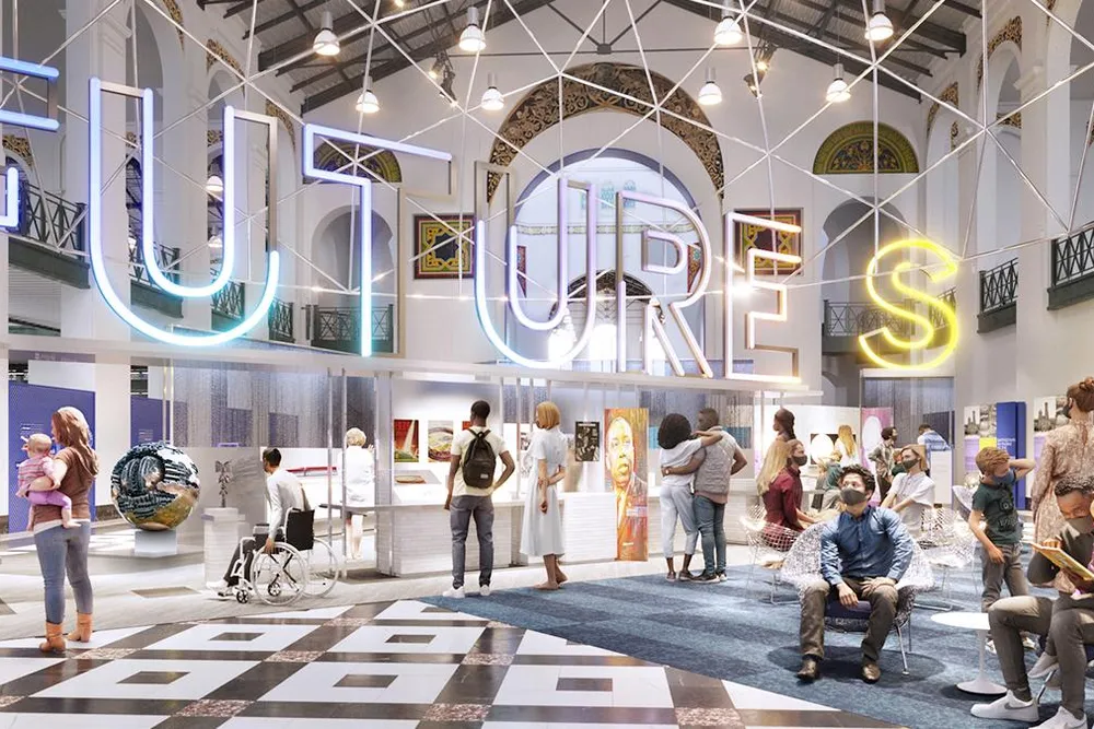 Artist's rendering of "Futures," an upcoming exhibition at the Smithsonian's Arts and Industries Building (main longform)