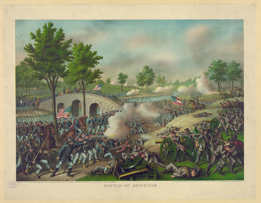 A depiction of the Battle of Antietam