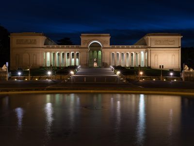 Legion of Honor, one of San Francisco’s fine arts museums, at night in January 2017