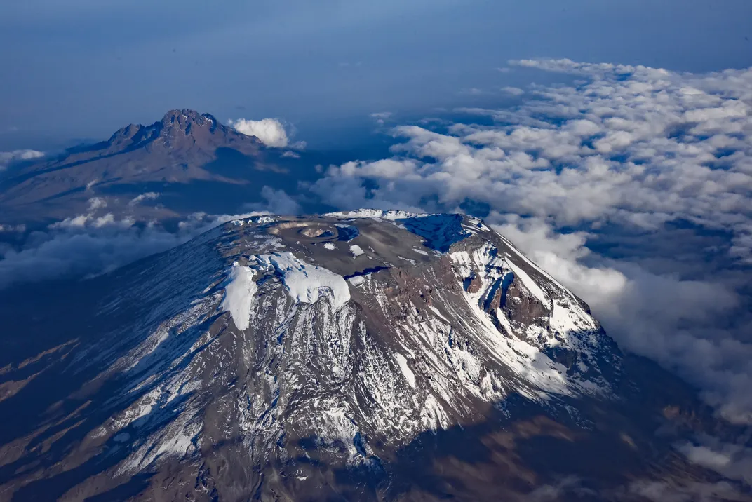 Aerial view of Mount Kilimanjaro in Tanzania