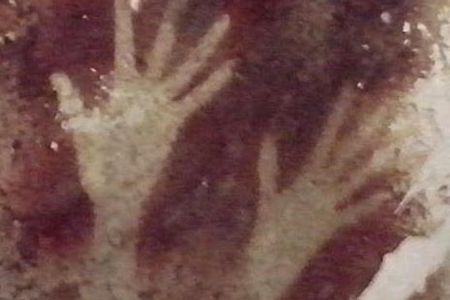 Cave of Pettakere, Bantimurung district (kecamatan), South Sulawesi, Indonesia. Hand stencils estimated between 35,000–40,000 BP