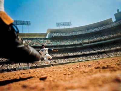 Leifer's "handy" father helped rig the camera that caught the Dodgers' Willie Davis in mid-slide