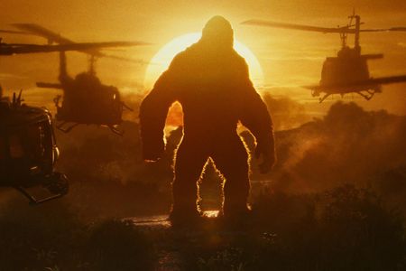The heroes of the movie Kong: Skull Island prepare to encounter the 104-foot-tall ape King Kong.