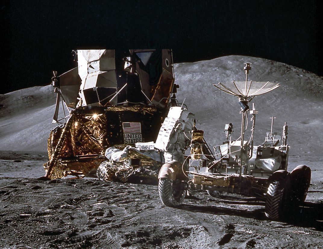 astronaut and equipment on moon