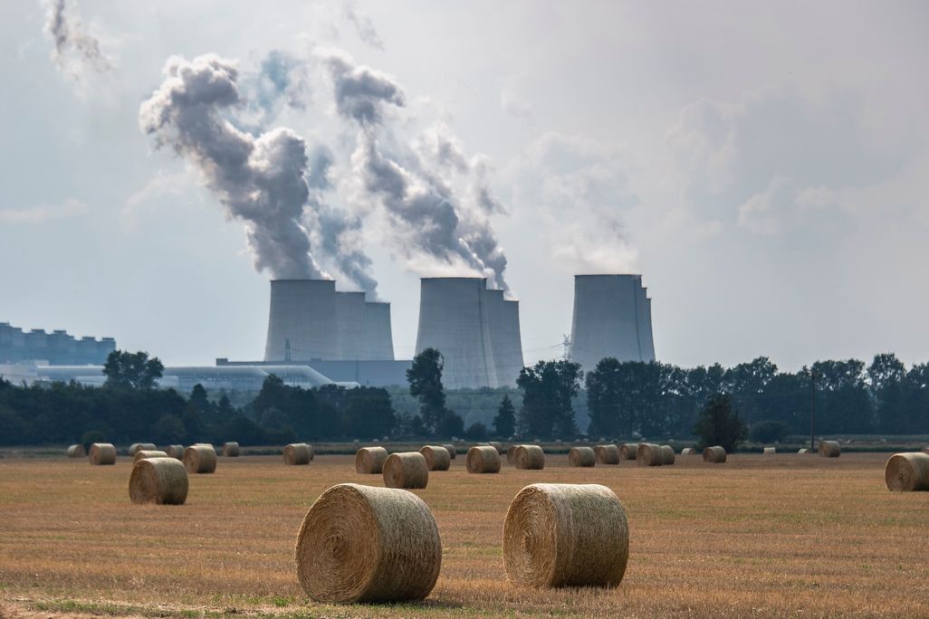 Coal plant near a field