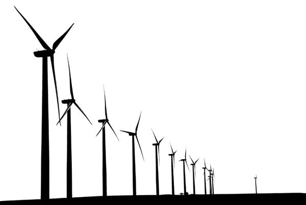 Massive wind turbines moan while collecting renewable energy atop a small ridge near Amarillo, Texas. thumbnail