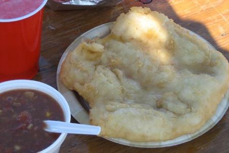 A frybread meal at a Navajo powwow.