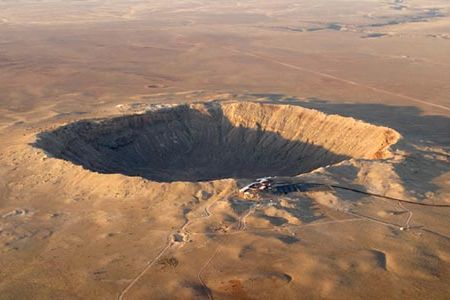 Meteor Crater in Arizona is 4,000 feet wide and almost 600 feet deep.