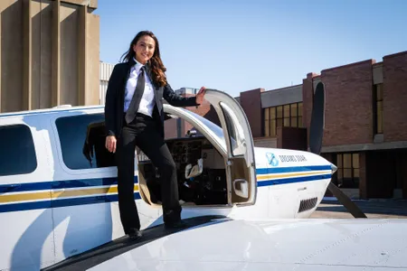 Shaesta Waiz with her ride of choice.