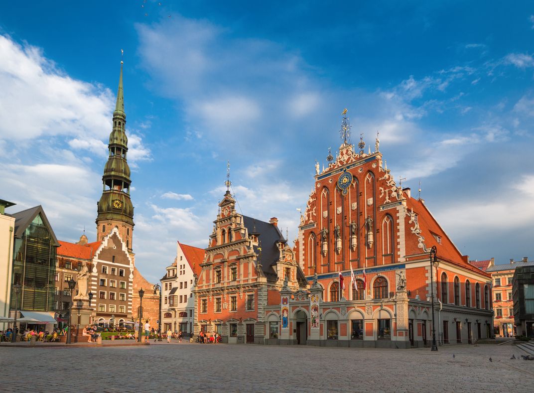 Main square in Riga, Latvia, with the House of the Blackheads