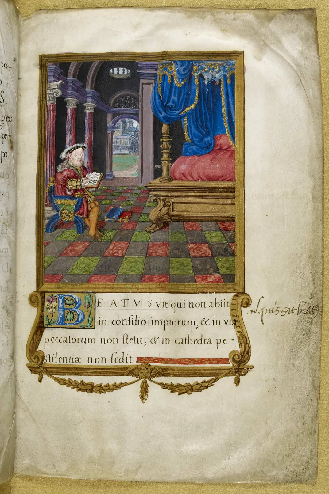 Illustration of Henry studying his psalter