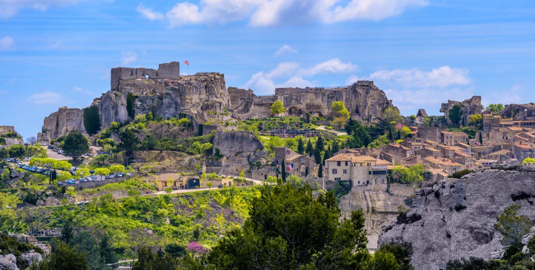The hamlet of Les Baux, built atop a rock outcropping in Provence