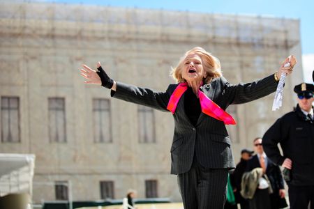 Edith Windsor on the steps of the Supreme Court in Washington, D.C., after the court heard arguments in her case against on the constitutionality the 1996 Defense of Marriage Act that defined marriage as only between a man and a woman.