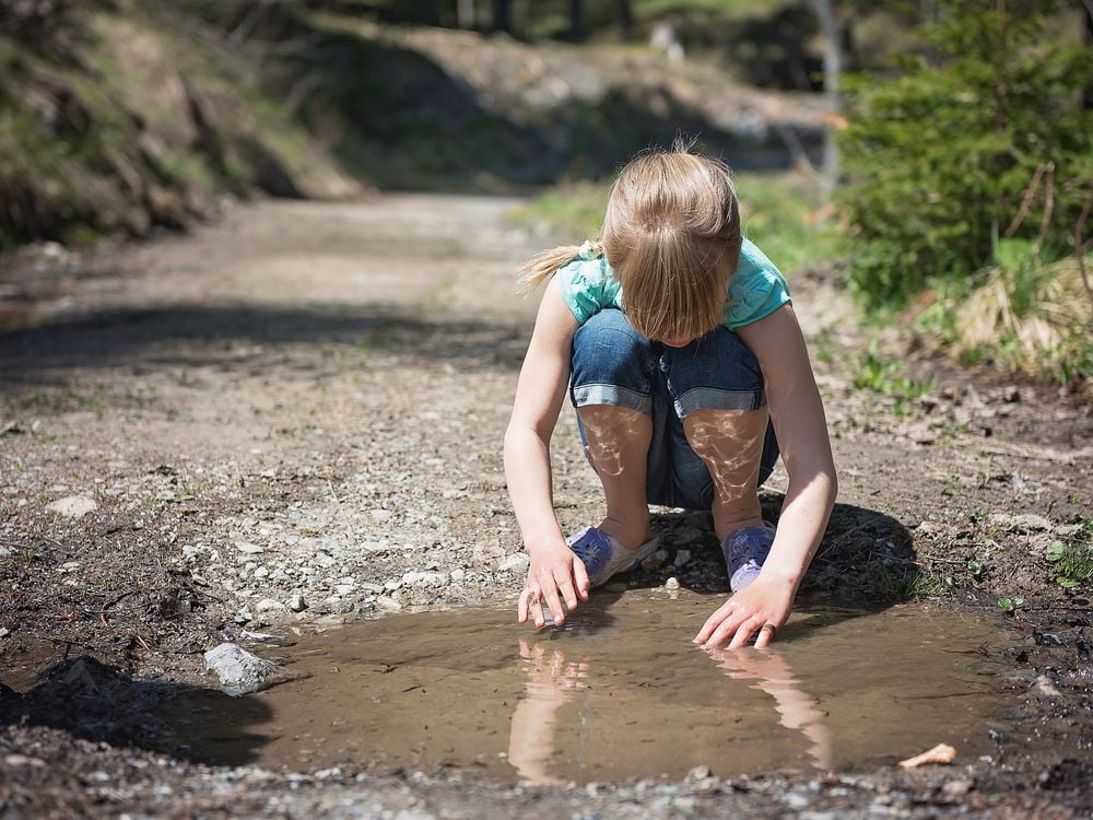 puddle and girl