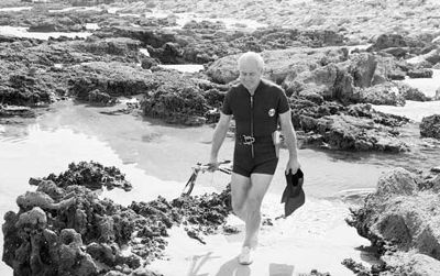 Harold Holt, the Australian Prime Minister, taking a swim