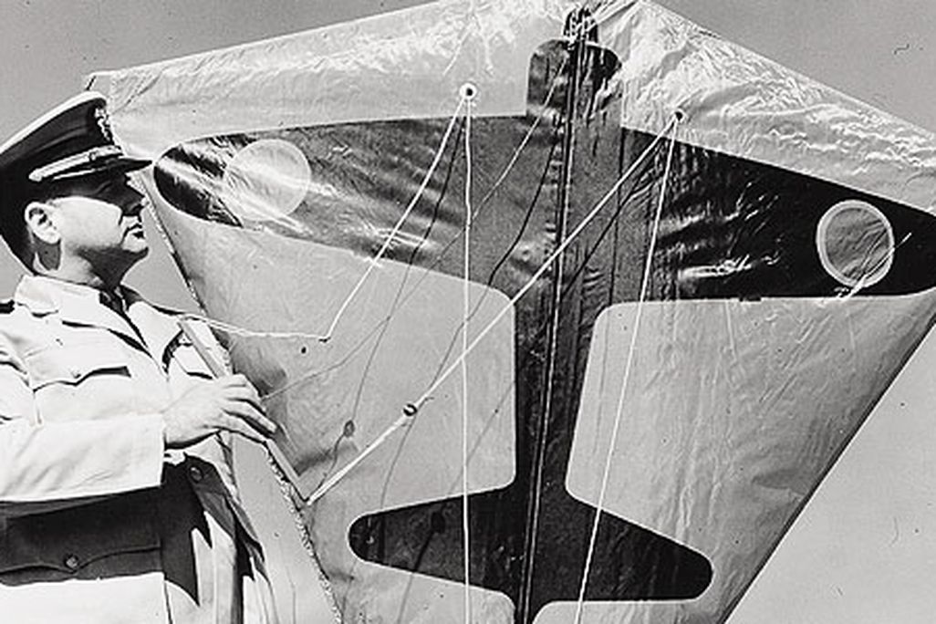 During World War II, Navy Commander Paul Garber developed a target kite (bearing the silhouette of a Japanese aircraft) for U.S. Navy ship-to-air gunnery practice.