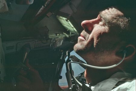 Walt Cunningham onboard Apollo 7 in 1968. It's safer in Earth orbit.