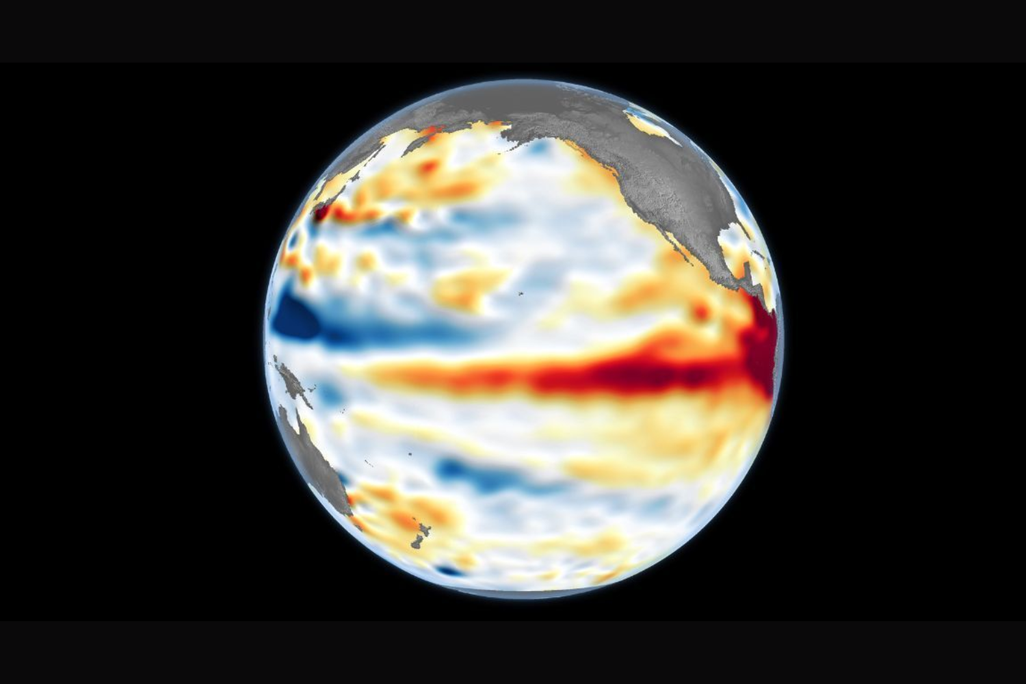 a visual of the Earth with a bright red stripe