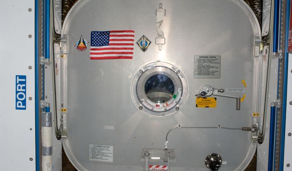 This American flag was left on the International Space Station by the crew of STS-135, the last space shuttle mission, with the intention of it being retrieved by the next crew to launch from American soil.