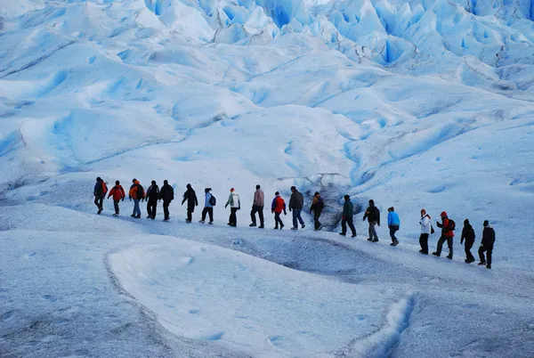 An group of people walking in the Perito Moreno Glacier at Patagonia, Argentina, South america thumbnail