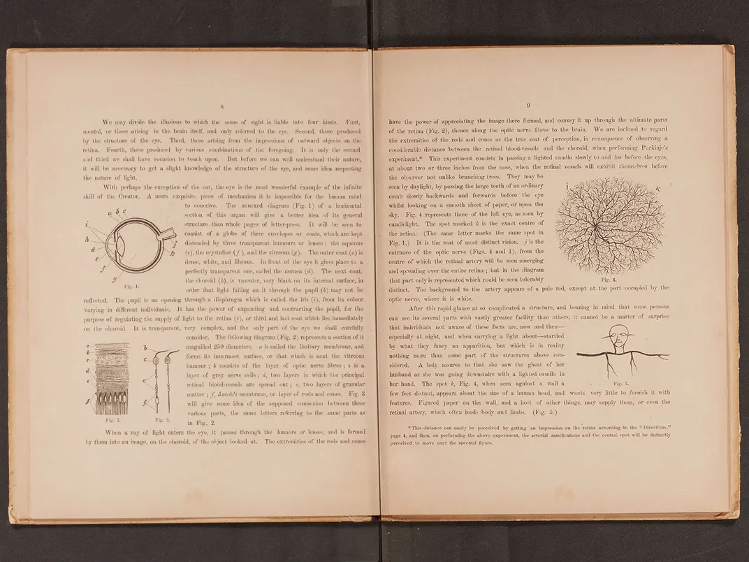 Scientific diagrams explaining how the optical illusions worked