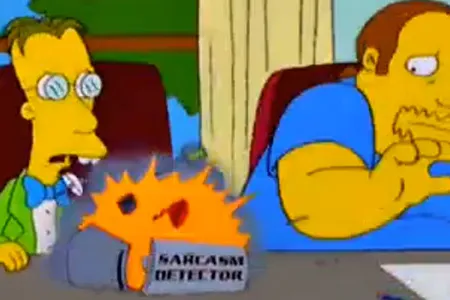 In an episode of "The Simpsons," Professor Frink, left, demonstrates his latest creation: a sarcasm detector.