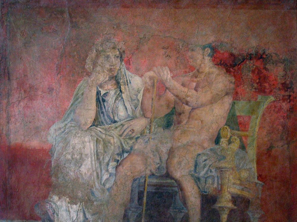 A fresco in Pompeii possibly depicting Lanassa and Demetrius, circa 50 to 40 B.C.E.