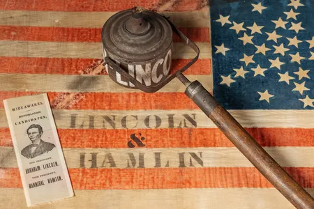 Campaign memorabilia from Lincoln&#39;s first run for the White House in 1860