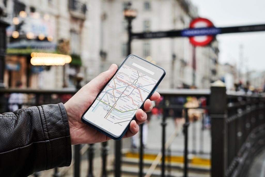 Smartphone showing London underground map