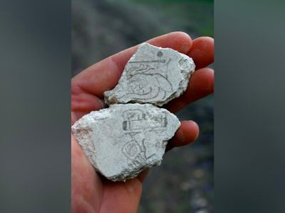 Archaeologists found the calendar fragment among a total of 249 pieces of painted plaster and painted masonry block.&nbsp;