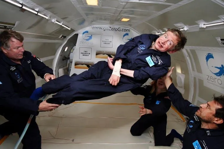 Hawking in zero gravity