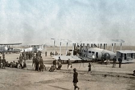 Located outside Baghdad, the Royal Air Force station at Hinaidi was a major hub of the desert route for Vickers Vernon biplanes transporting mail, cargo, and passengers.