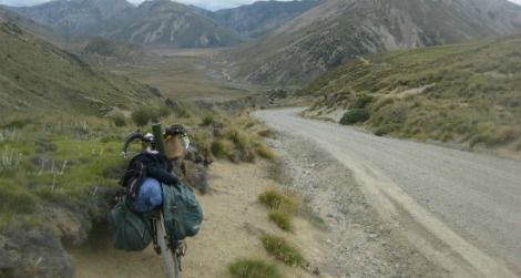 The author's bicycle patiently poses in a land of "beauty, heartbreak and challenge" in the Molesworth wilderness.